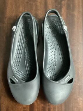 CROCS Women's Size 7 Black Ballerina Flats Slingback Loafers Rhinestone